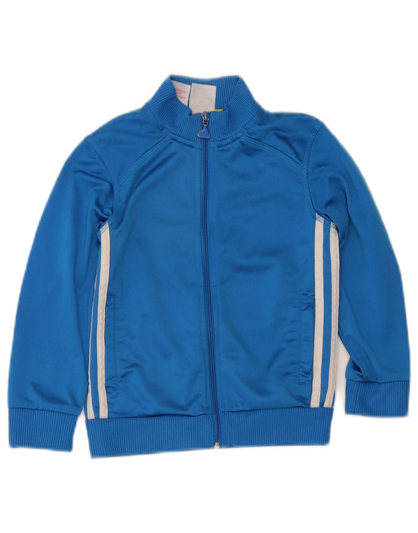 Adidas Boys Tracksuit Top Jacket 5-6 Years Blue Polyester