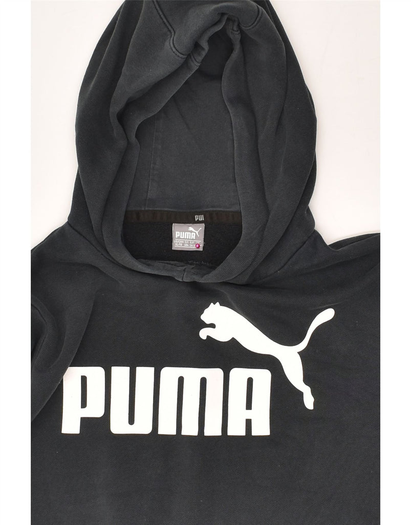 PUMA Boys Graphic Hoodie Jumper 13-14 Years XL Black Cotton | Vintage Puma | Thrift | Second-Hand Puma | Used Clothing | Messina Hembry 