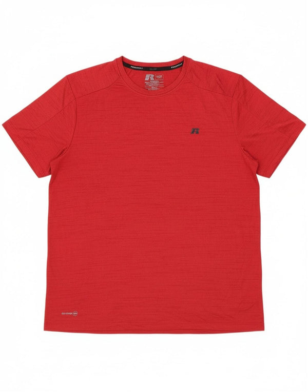 Russell Athletic Mens Dri-Power T-Shirt Top UK 46/48 XL Red Flecked