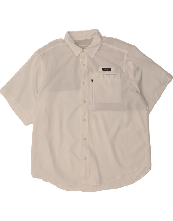 EDDIE BAUER Mens Short Sleeve Shirt 2XL White Vintage Eddie Bauer and Second-Hand Eddie Bauer from Messina Hembry 