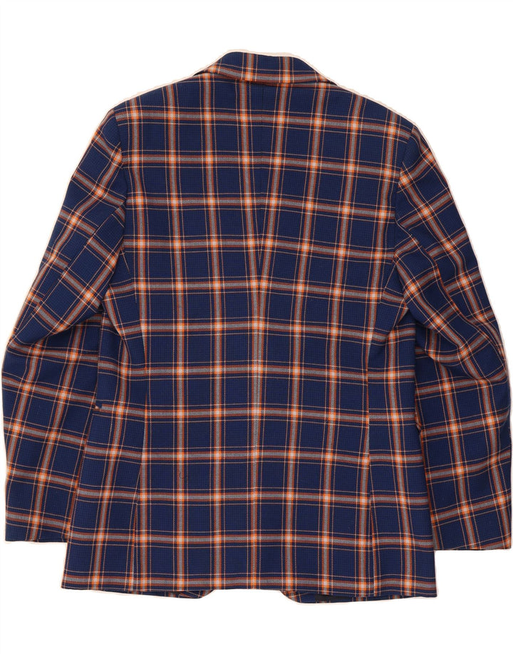 VINTAGE Mens 2 Button Blazer Jacket EU 50 Large Navy Blue Check Vintage Vintage and Second-Hand Vintage from Messina Hembry 