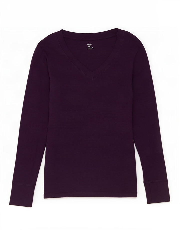 Gap Womens Top Long Sleeve UK 8 Small Purple Cotton