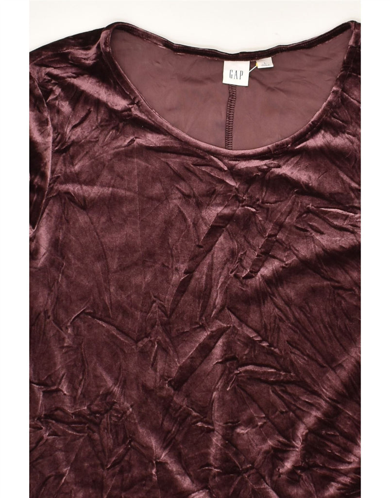 GAP Womens Velvet A-Line Dress UK 14 Large Maroon Polyester | Vintage Gap | Thrift | Second-Hand Gap | Used Clothing | Messina Hembry 