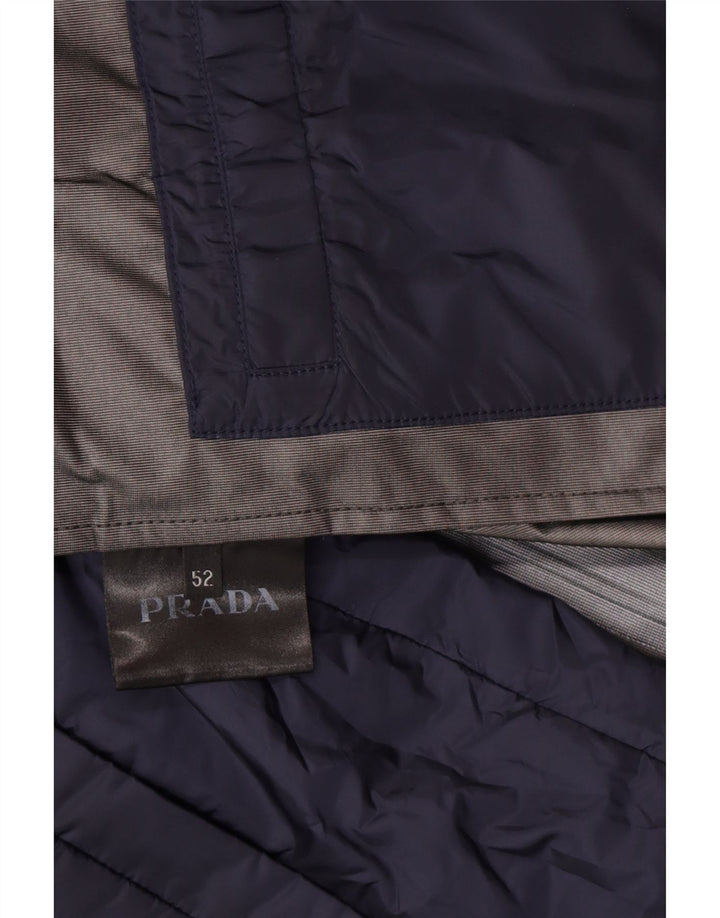 PRADA Mens Windbreaker Jacket IT 52 XL Navy Blue Polyester Classic