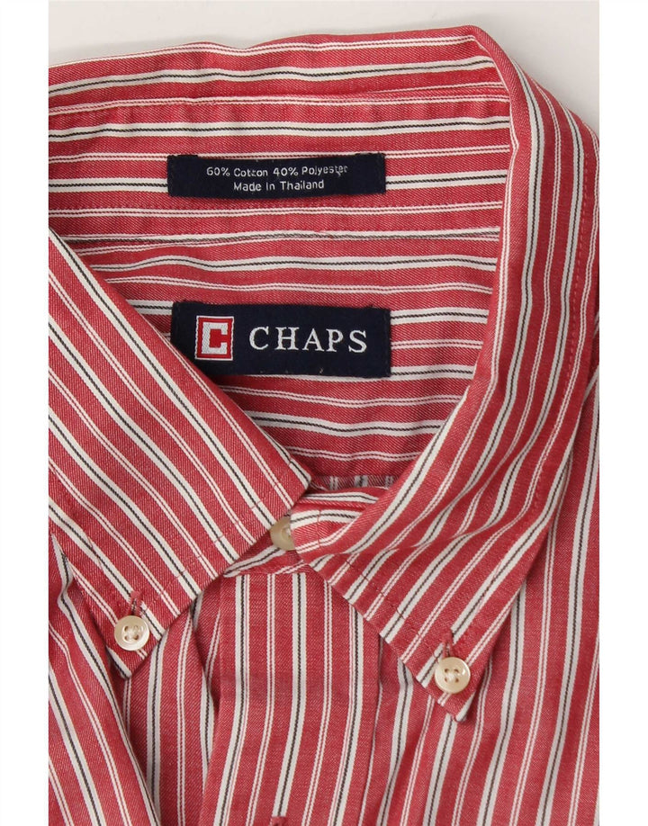 Chaps Mens Shirt XL Red Striped Cotton