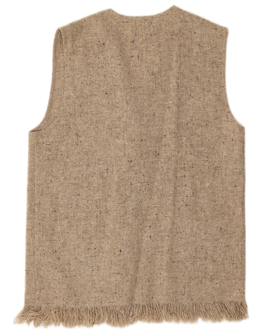 Vintage Womens Sleeveless Cardigan Sweater UK 14 Medium Grey Flecked Wool