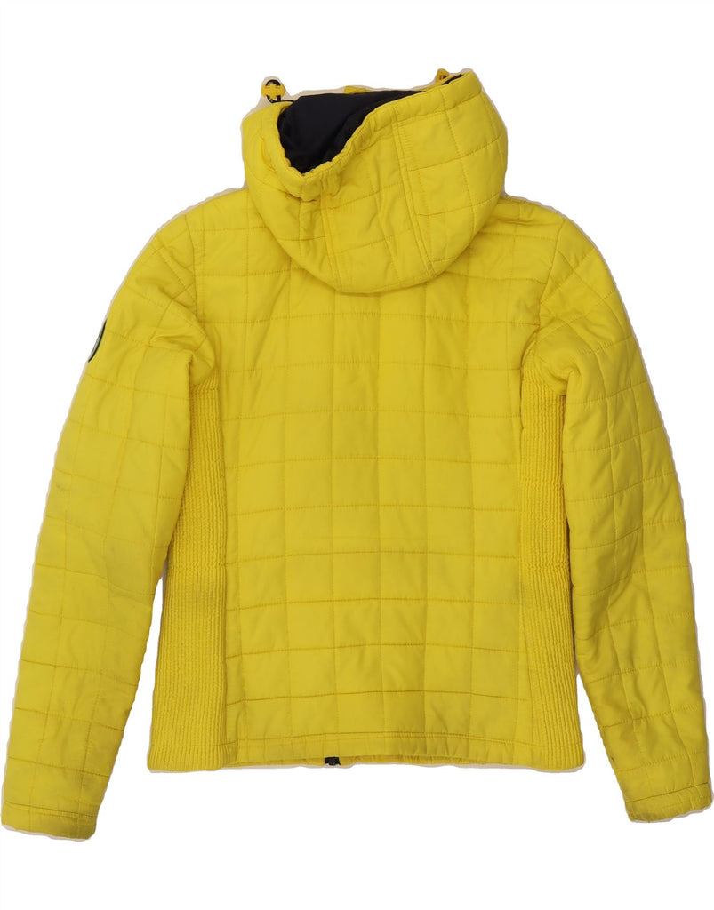 SUPERDRY Womens Hooded Padded Jacket UK 12 Medium Yellow Polyester Vintage Superdry and Second-Hand Superdry from Messina Hembry 