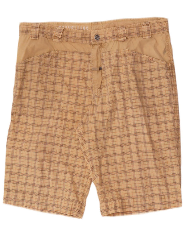 Cape Horn Mens Regular Chino Shorts W38 XL Beige Plaid Cotton