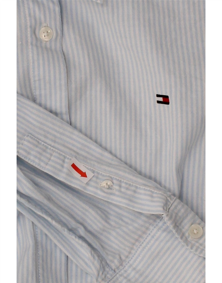 TOMMY HILFIGER Womens Regular Fit Shirt Size 4 Small Blue Pinstripe Cotton Vintage Tommy Hilfiger and Second-Hand Tommy Hilfiger from Messina Hembry 