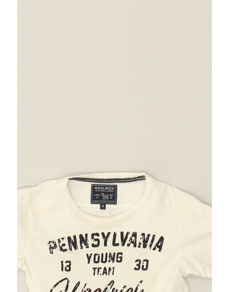 WOOLRICH Girls Graphic T-Shirt Top 5-6 Years White | Vintage Woolrich | Thrift | Second-Hand Woolrich | Used Clothing | Messina Hembry 