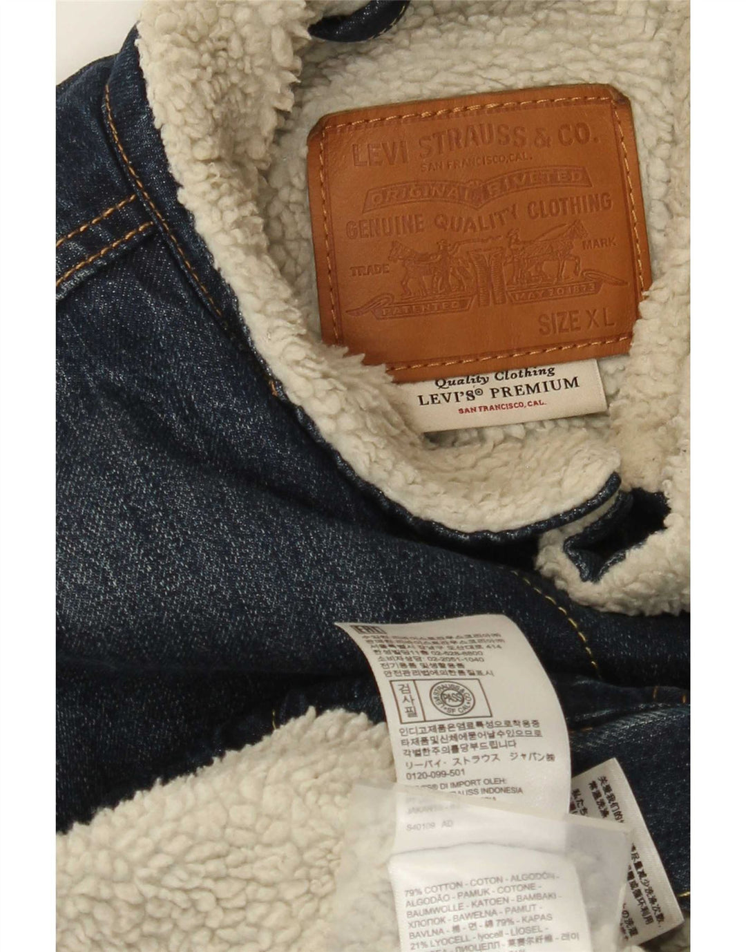 Levi's Mens Sherpa Denim Jacket UK 42 XL Blue Cotton