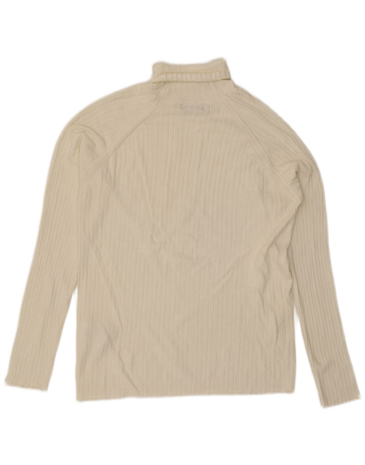 Zara Mens Roll Neck Jumper Sweater Large White Viscose
