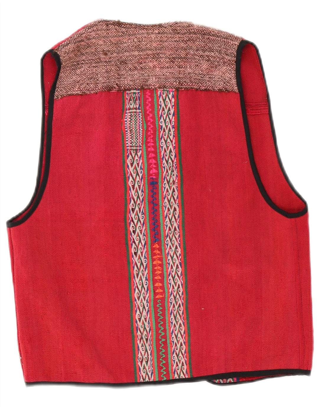 Vintage Womens Waistcoat UK 12 Medium Red Geometric