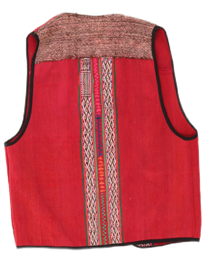 Vintage Womens Waistcoat UK 12 Medium Red Geometric