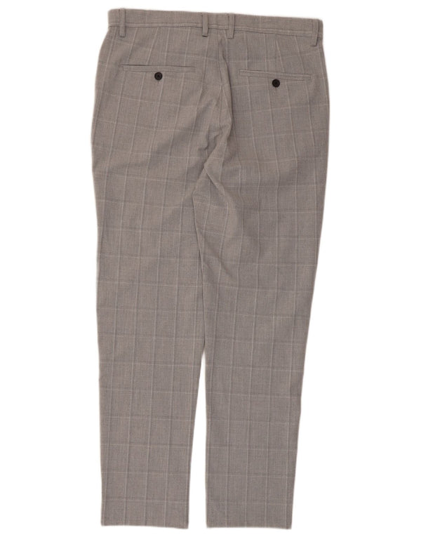Zara Mens Slim Chino Trousers EU 40 Medium W31 L28 Grey Check