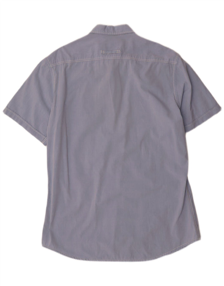 Camel Active Mens Fitted Short Sleeve Shirt Large Blue