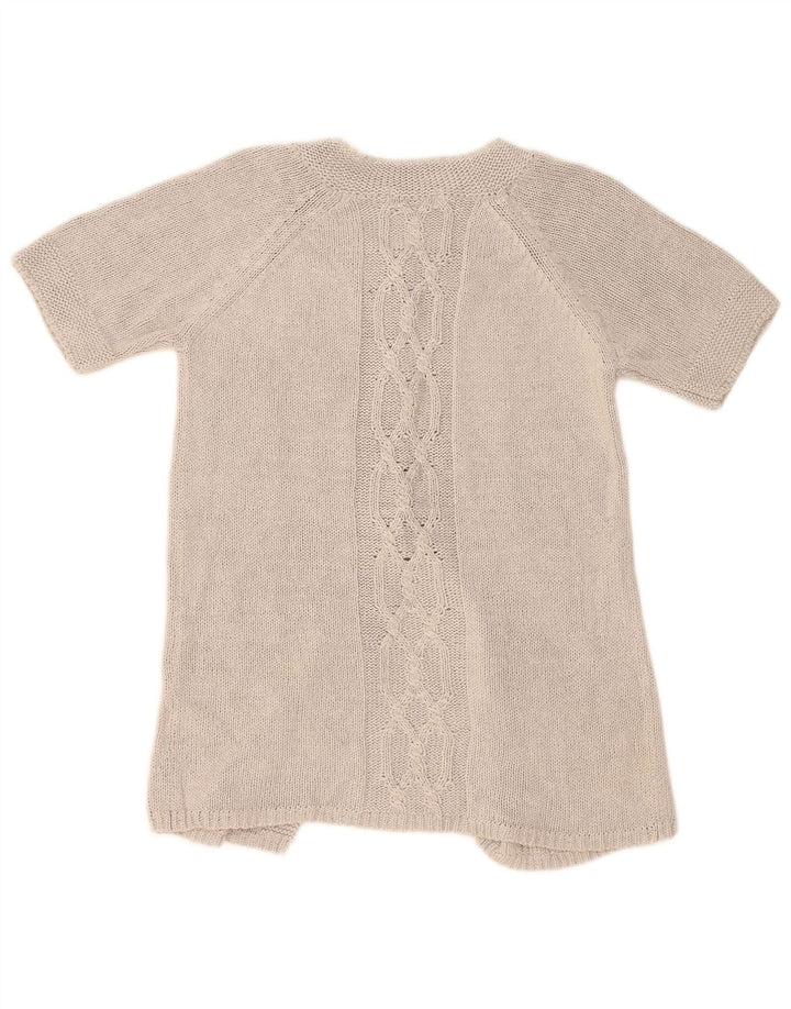 Marks & Spencer Womens Short Sleeve Cardigan Sweater UK 12 Medium Silver