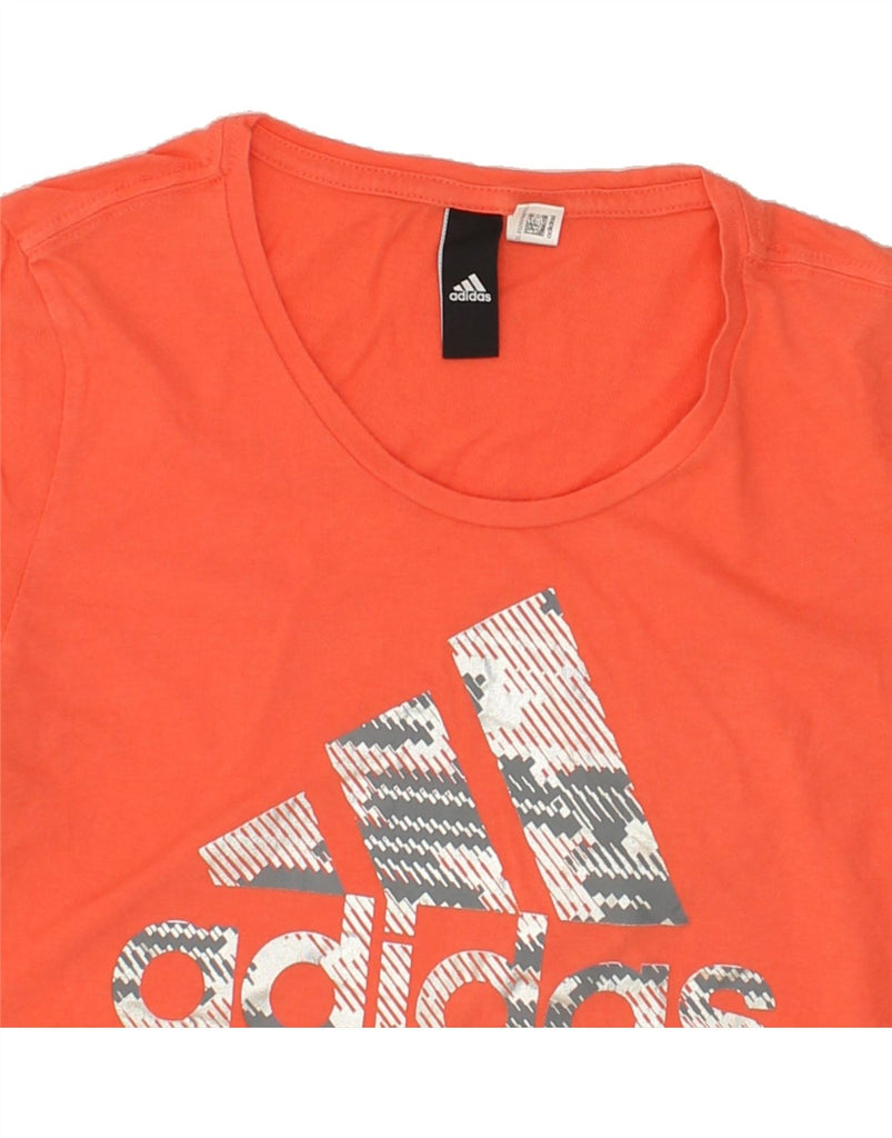 ADIDAS Womens Graphic T-Shirt Top UK 8 Small Orange Cotton | Vintage Adidas | Thrift | Second-Hand Adidas | Used Clothing | Messina Hembry 