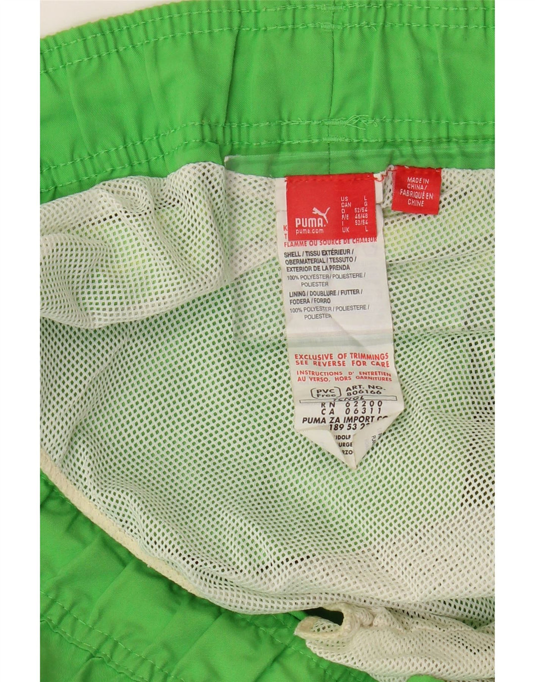 PUMA Mens Graphic Swimming Shorts Large Green Polyester