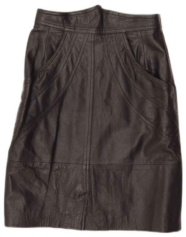 Vintage Womens Leather Skirt IT 42 Medium W27  Black
