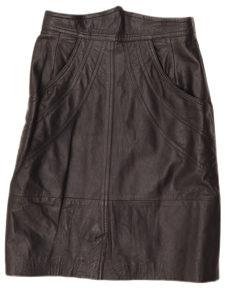 Vintage Womens Leather Skirt IT 42 Medium W27  Black