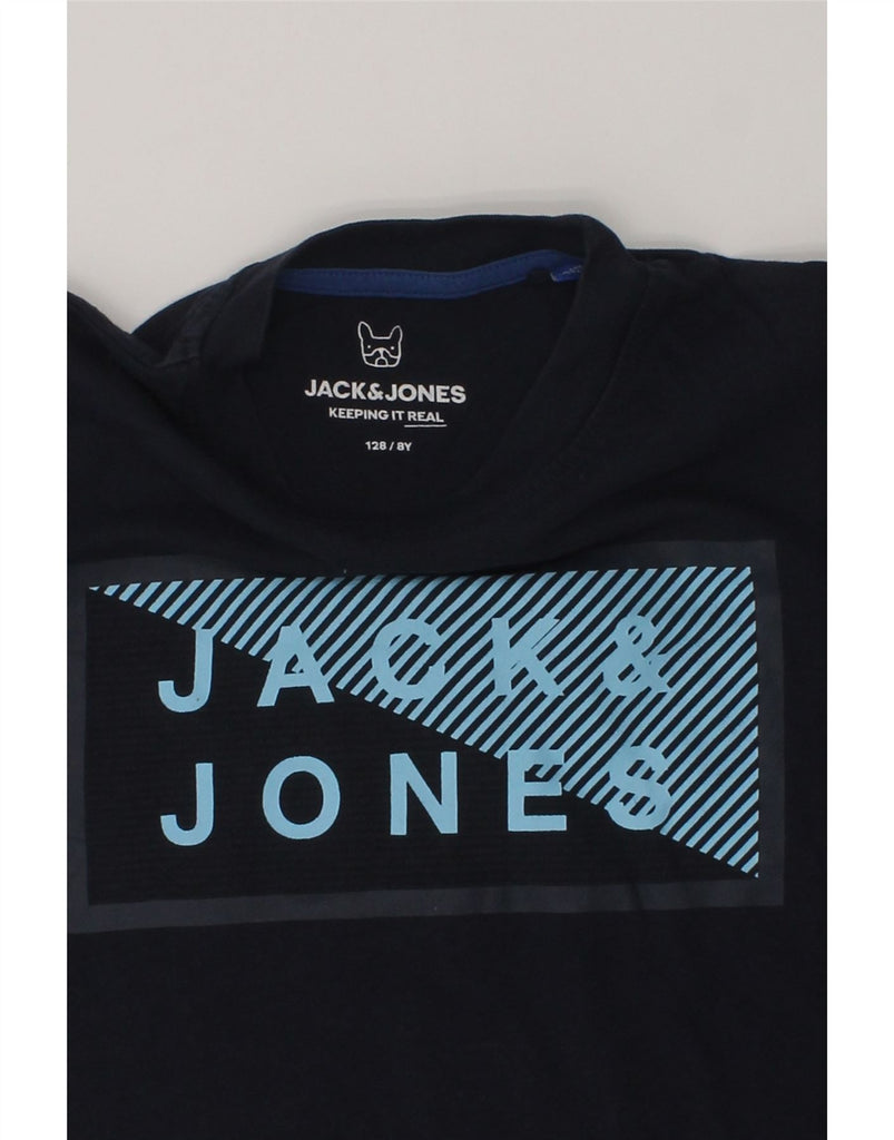 JACK & JONES Boys Graphic T-Shirt Top 7-8 Years Navy Blue Cotton | Vintage Jack & Jones | Thrift | Second-Hand Jack & Jones | Used Clothing | Messina Hembry 