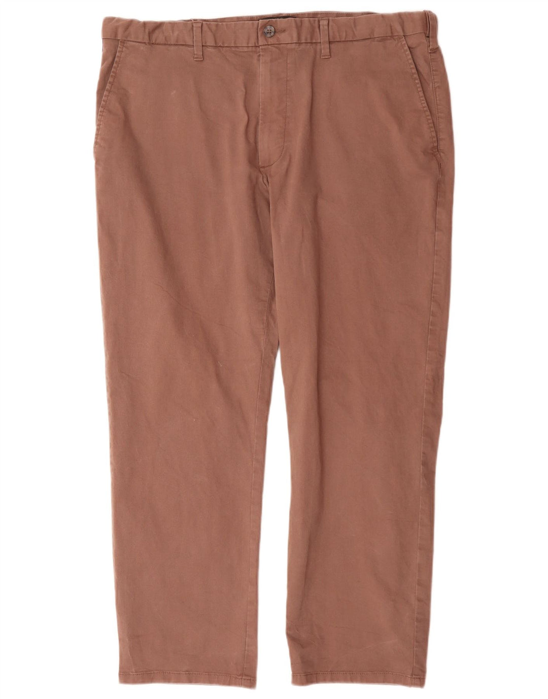 Marks & Spencer Mens Straight Regular Chino Trousers W40 L29 Brown Cotton