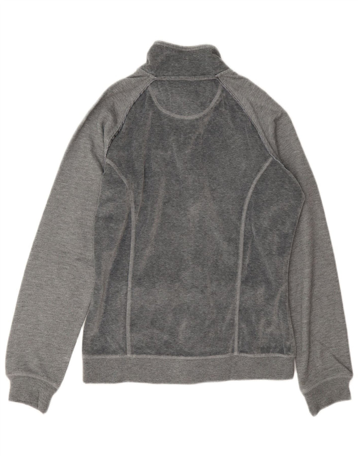 Champion Womens Heritage Fit Velour Tracksuit Top Jacket UK 14 Medium Grey