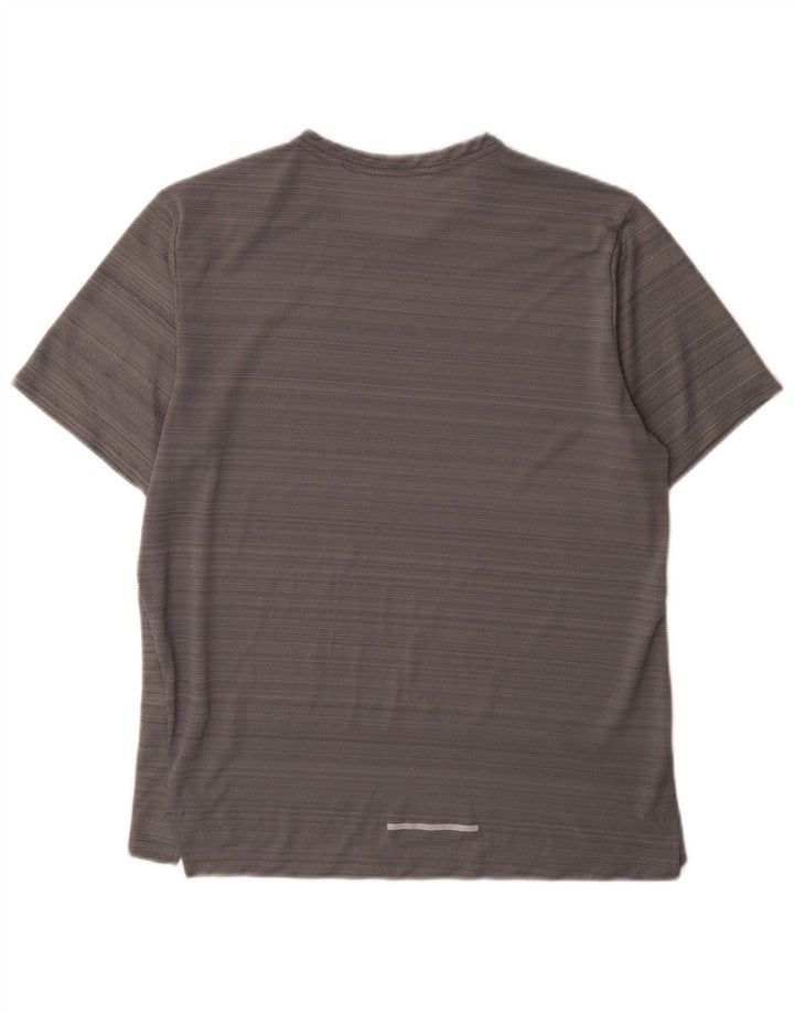 Nike Mens Dri Fit T-Shirt Top Medium Grey Striped Polyester