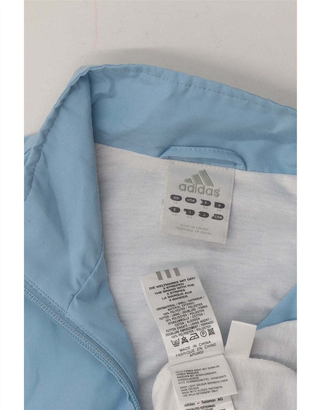 Adidas Womens Tracksuit Top Jacket UK 12 Medium Blue Polyester