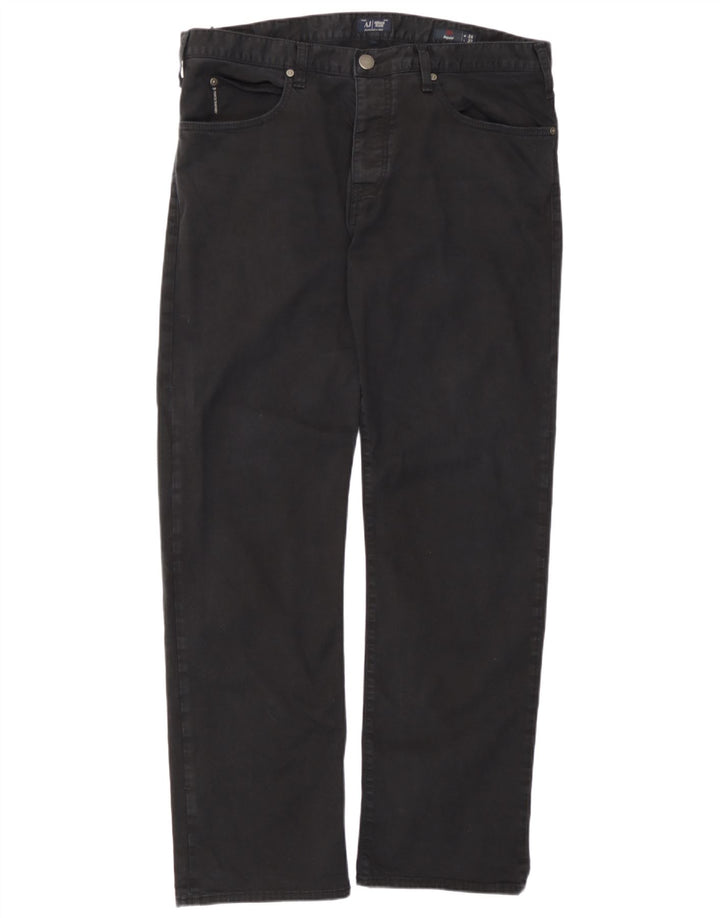 Armani Mens Regular Straight Jeans W38 L32 Black Cotton