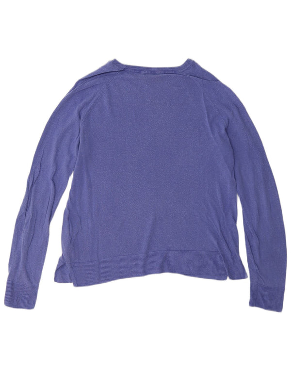 Massimo Dutti Womens Oversized Blouse Top UK 6 XS Navy Blue Lyocell