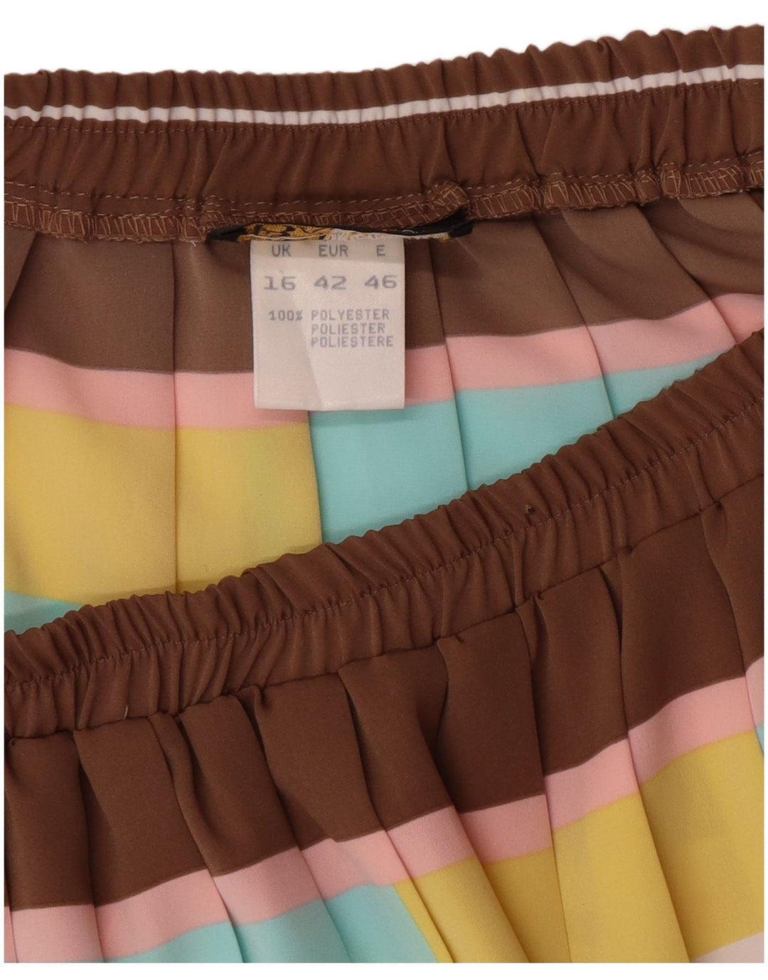 Gina Bacconi Womens Pleated Skirt UK 16 Large W32 Brown Geometric Classic