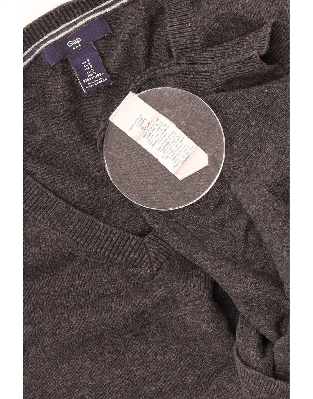 Gap Mens V-Neck Jumper Sweater Small Grey