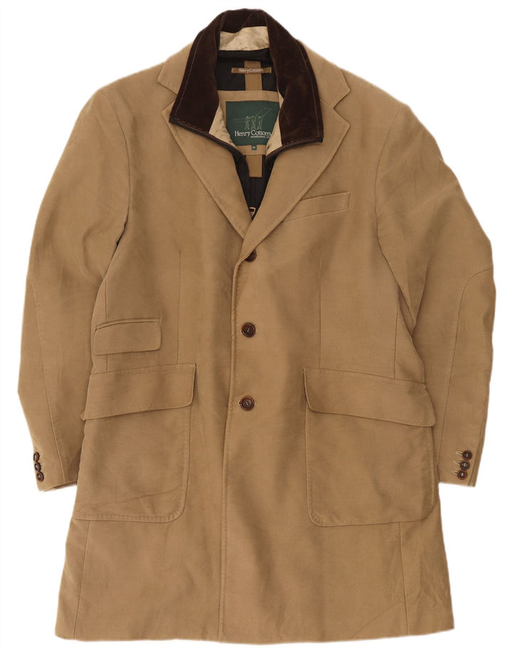 Henry Cottons Mens Regular Fit Overcoat IT 50 Large Beige Classic