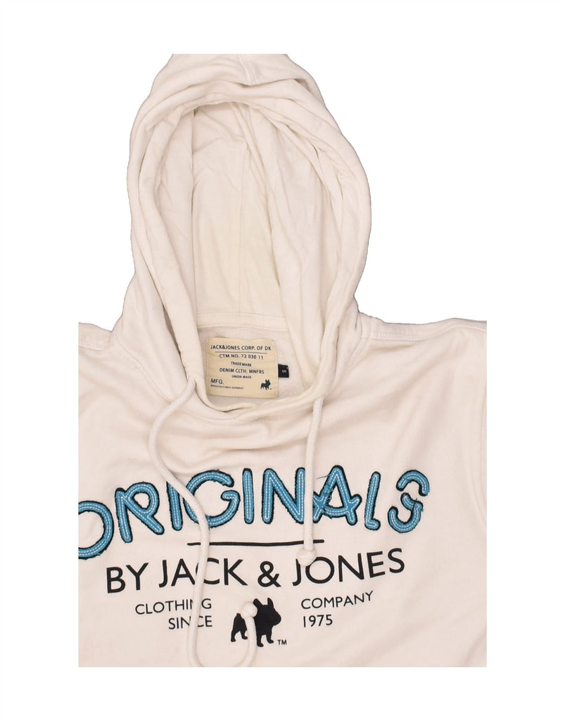 JACK & JONES Mens Graphic Hoodie Jumper Small White Cotton | Vintage Jack & Jones | Thrift | Second-Hand Jack & Jones | Used Clothing | Messina Hembry 