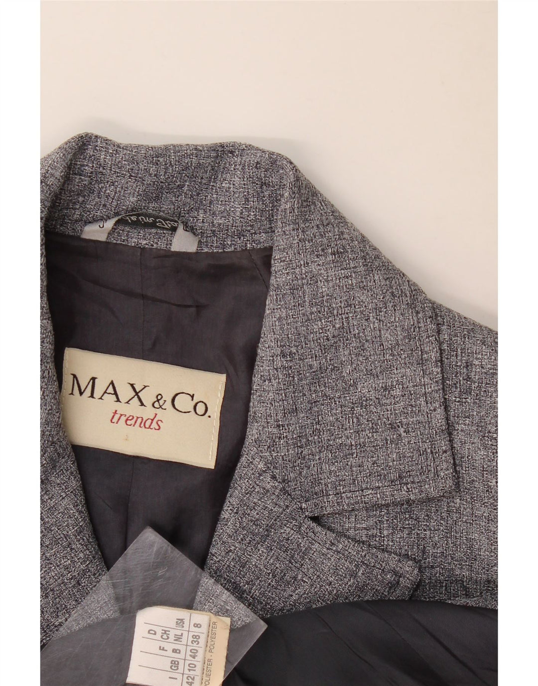 Max & Co. Womens 4 Button Blazer Jacket UK 10 Small Grey Polyester
