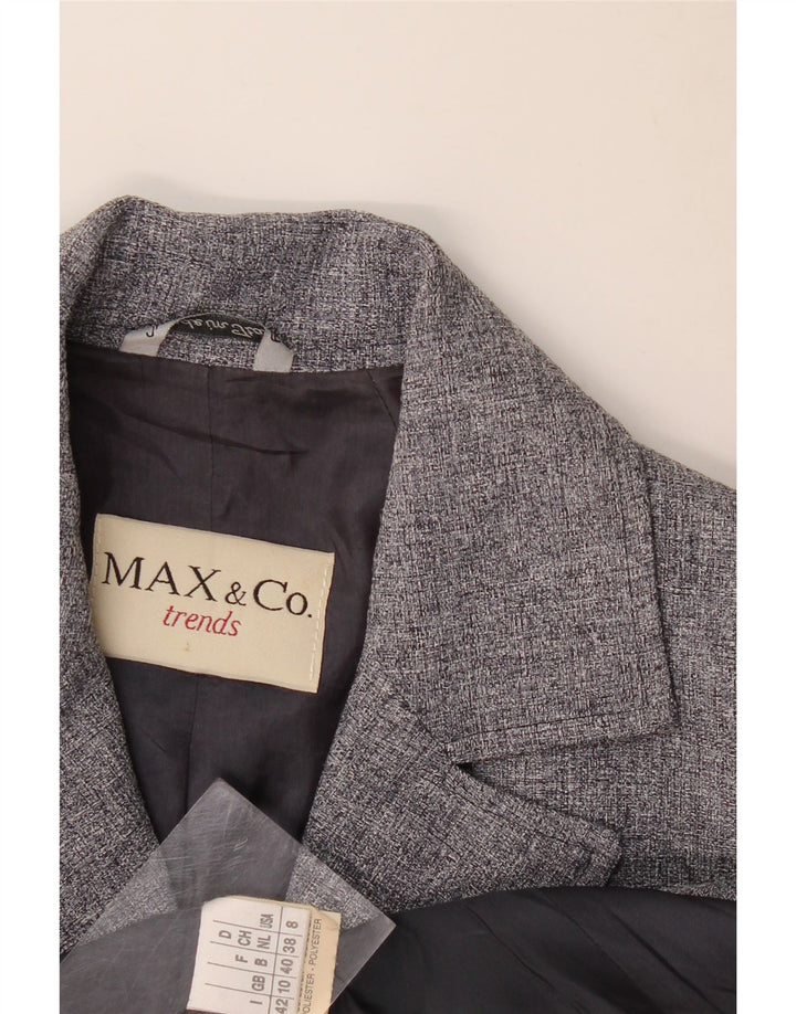 Max & Co. Womens 4 Button Blazer Jacket UK 10 Small Grey Polyester