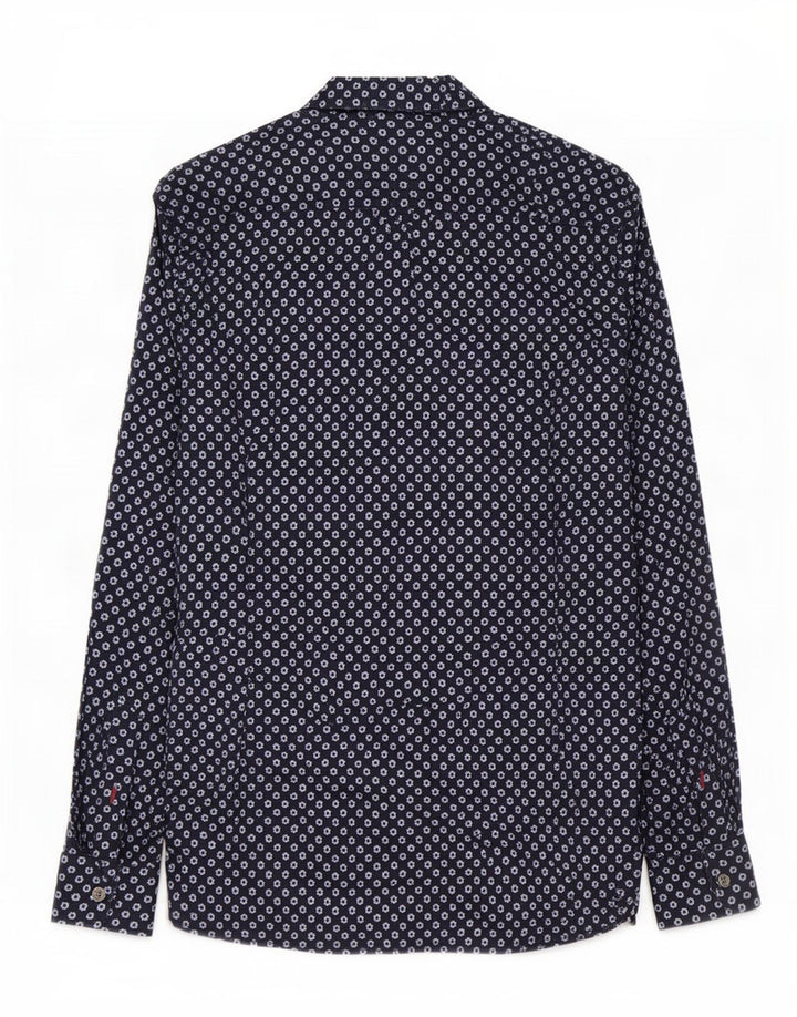 Ted Baker Mens Shirt Size 2 Small Navy Blue Floral Cotton