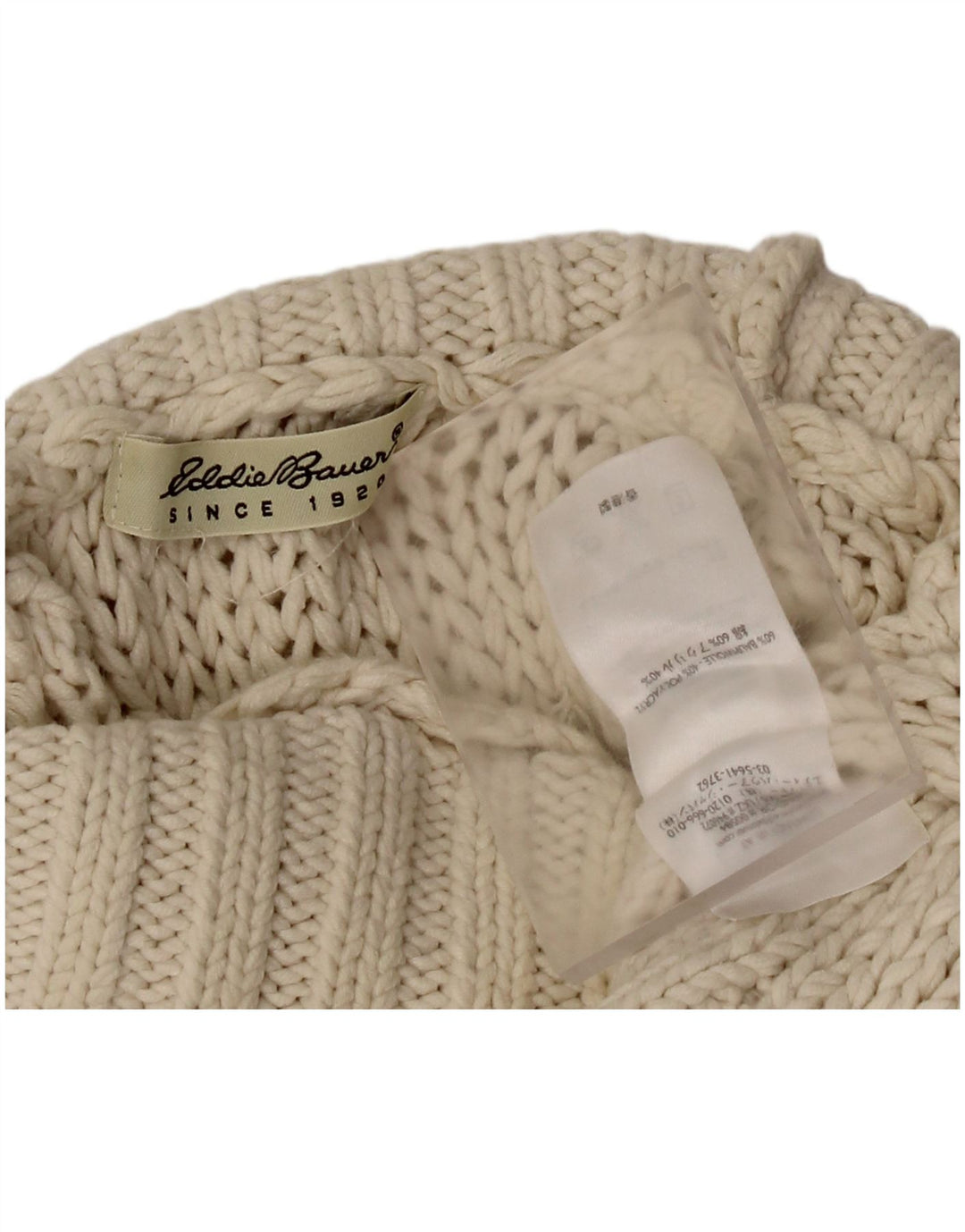 Eddie Bauer Womens Turtle Neck Jumper Sweater UK 8 Small Off White Cotton