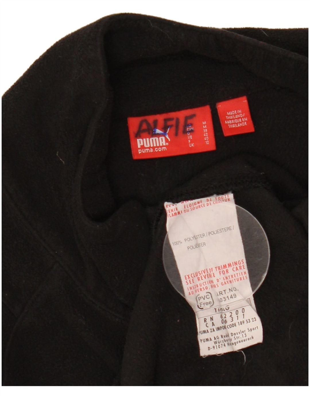 Puma Womens Zip Neck Fleece Jumper UK 12 Medium Black Polyester