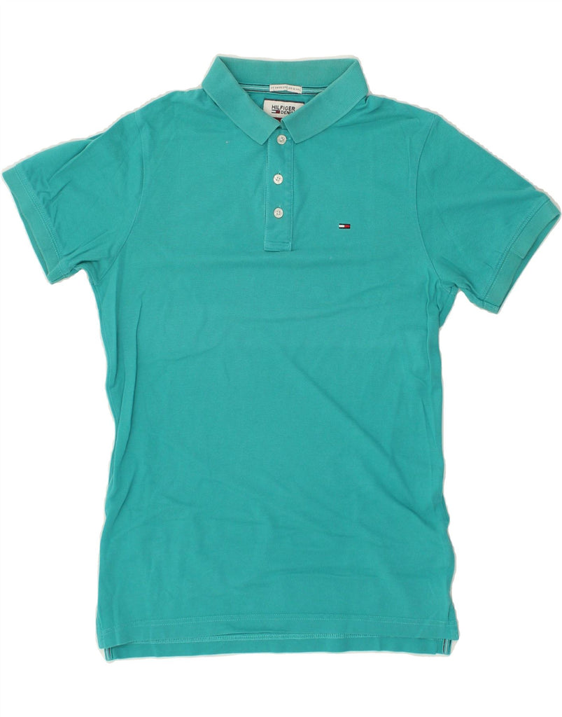 TOMMY HILFIGER Mens Polo Shirt Medium Turquoise Cotton | Vintage Tommy Hilfiger | Thrift | Second-Hand Tommy Hilfiger | Used Clothing | Messina Hembry 