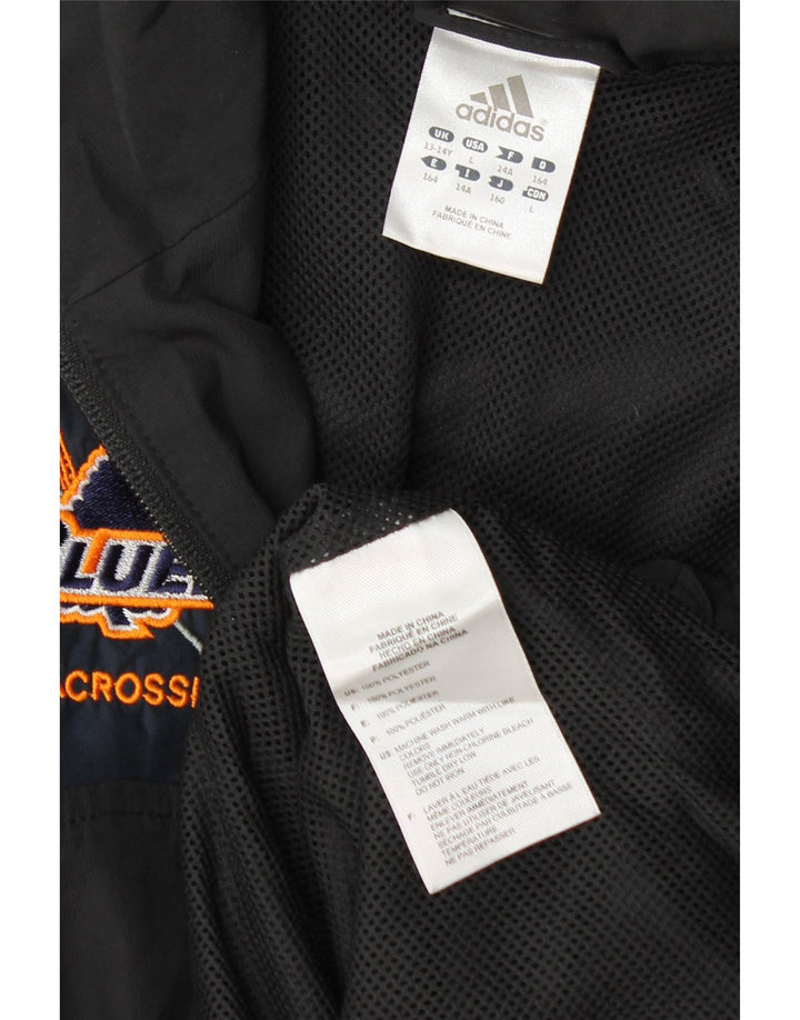 Adidas Boys Graphic Tracksuit Top Jacket 13-14 Years Black Polyester