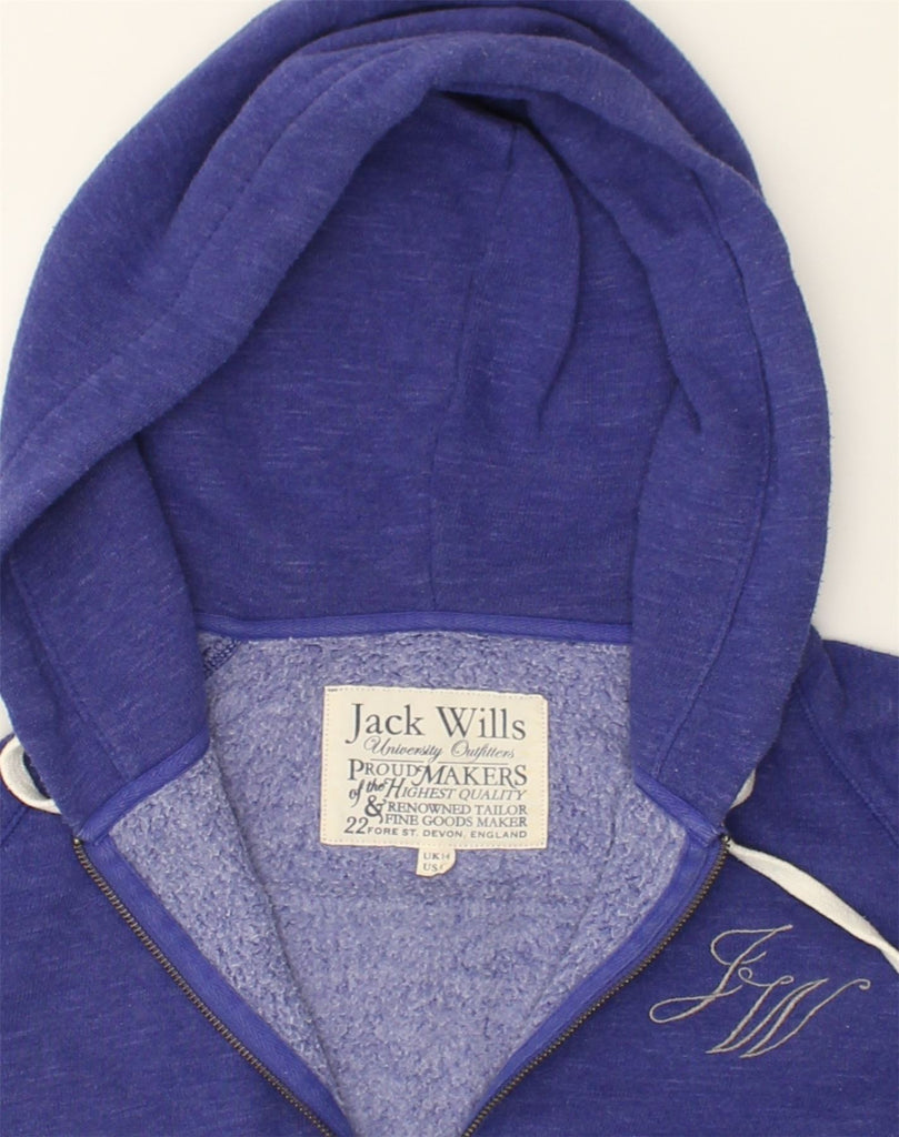 JACK WILLS Womens Zip Hoodie Sweater UK 14 Medium Blue Cotton | Vintage Jack Wills | Thrift | Second-Hand Jack Wills | Used Clothing | Messina Hembry 