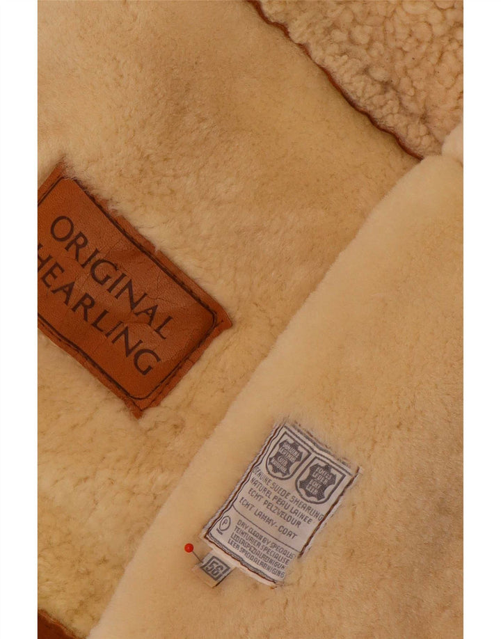Vintage Mens Shearling Jacket IT 56 2XL Brown