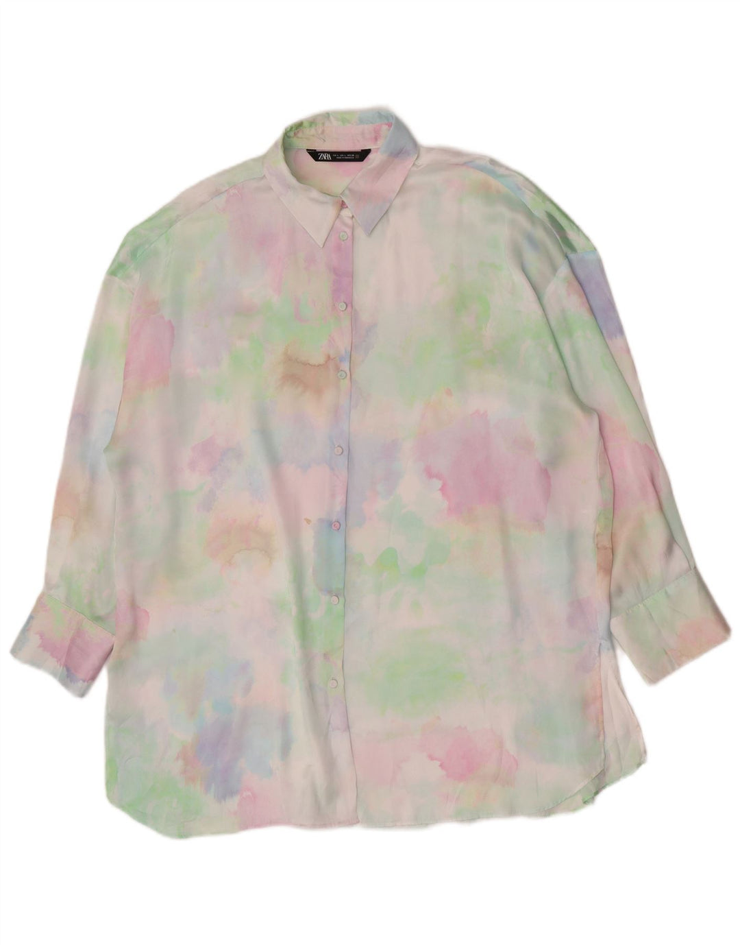 Zara Womens Oversized Shirt Dress UK 16 Large Multicoloured Tie Dye