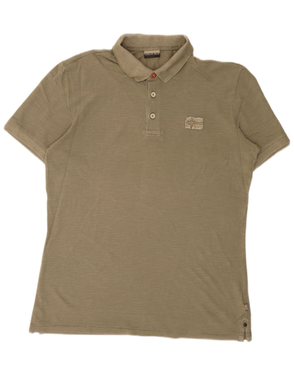 Napapijri Mens Geographic Polo Shirt Large Khaki Cotton
