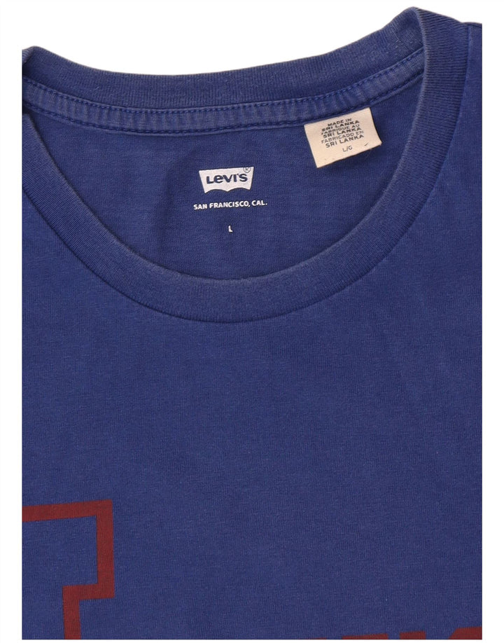 Levi's Womens Graphic T-Shirt Top UK 16 Large Blue