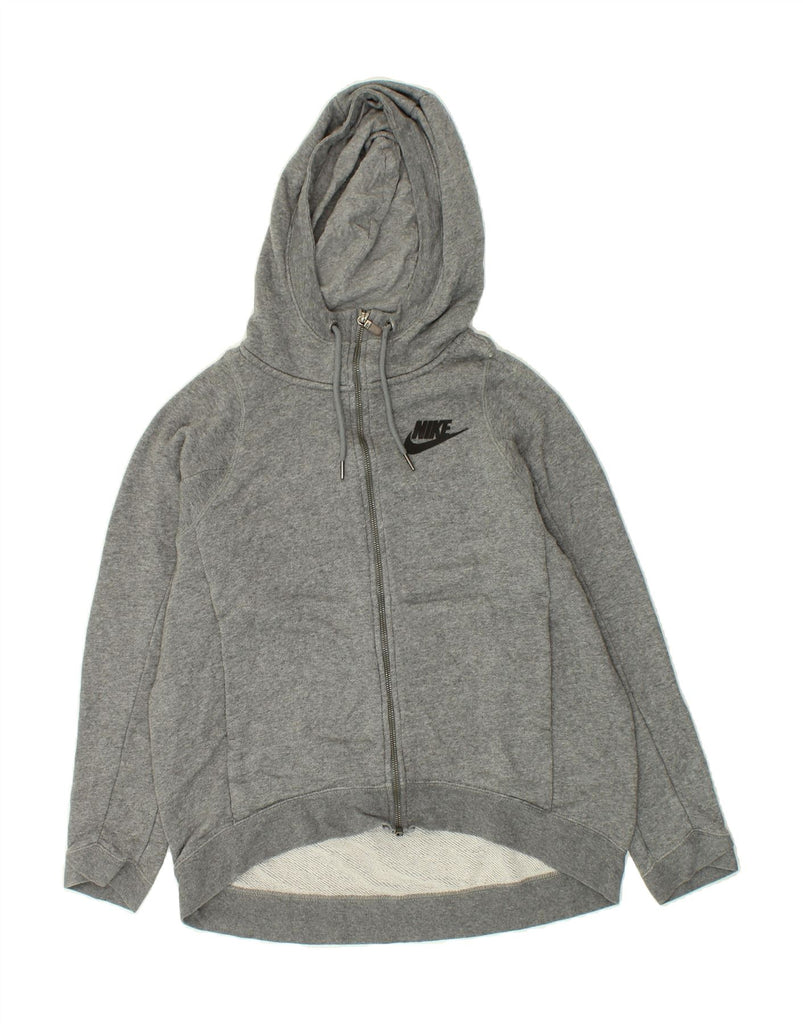 NIKE Womens Zip Hoodie Sweater UK 10 Small Grey Flecked Cotton | Vintage Nike | Thrift | Second-Hand Nike | Used Clothing | Messina Hembry 