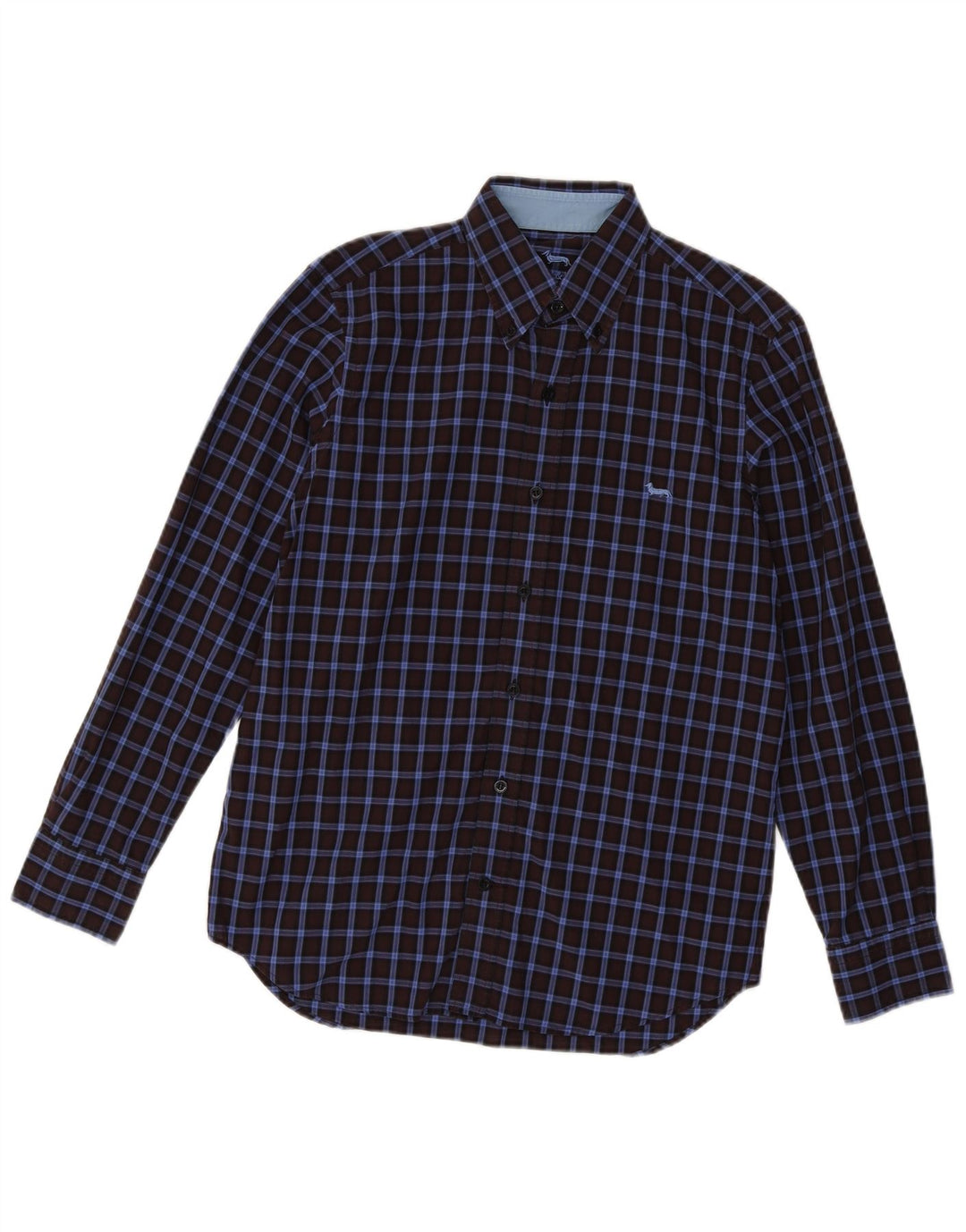 Harmont & Blaine Mens Shirt Small Navy Blue Check Cotton